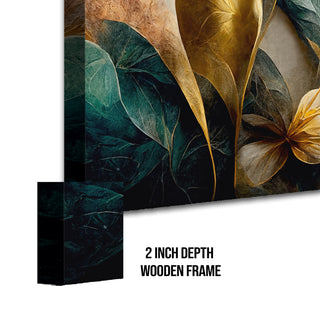 Elegant Large Golden Flower Canvas Wall Art For Living Room. Stylish Home and Office Décor for Living Room, Bedroom, Office, Hotels | Size: 24x48 In (FLWA26)