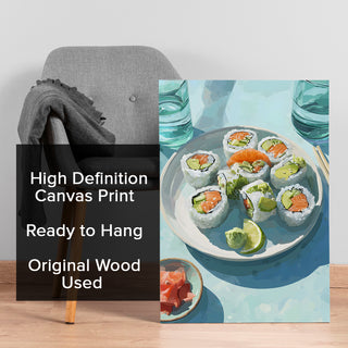 Sushi – Food Painting for Kitchen, Restaurant, Café, or Sushi Bar Wall Art, HD Canvas Print, Framed, Ready to Hang. (KITWA015)