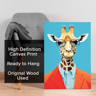 Giraffe with Sunglasses Wall Art Painting, HD Canvas Print, Framed, Ready to Hang. (POMA11)