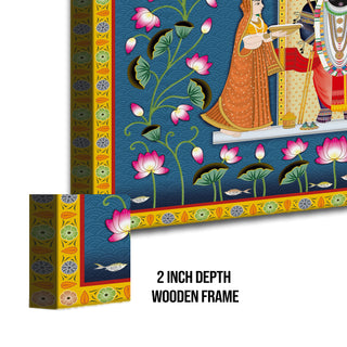 Shreenathji Pichwai Wall Art – Traditional Lotus Motif | HD Canvas Print | Ready to Hang | Wall Art for Temple, living room, Hallway | Size: 36 inch X 48 inch (SHNAWA01)