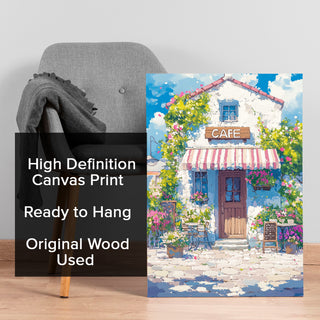 Floral Café Getaway Wall Art Painting, HD Canvas Print, Framed, Ready to Hang. (POMWA61)