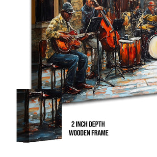 Music on The Streets of France Abstract Modern Art Large Canvas Painting. 24 Inch x 48 Inch (MSWA01)