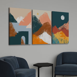 Set of 3 Abstract Mountain Art Prints ( WBWA72 )