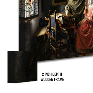Girl with a Wine Glass – Johannes Vermeer Painting | HD Canvas Print | Ready to Hang | Wall Art for Bedroom, living room, Hallway (JVWA14)