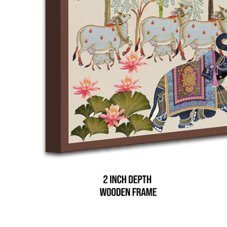 Traditional Indian Pichwai Wall Art Canvas Painting For Home Decor (PWA19).