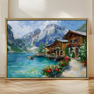 European Cityscape Wall Art, HD Canvas Print, Golden Floater Framed, Ready to Hang, (36 In x 48 In) (EURO-WA-81)