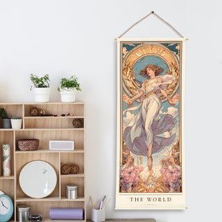 The World Tarot Wall Hanging Tapestry, Thick fabric, HD Print, Ready to Hang Wall Décor. Size 24 In x 60 In. (TAROTTPS15)