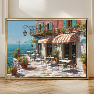 European Cityscape Wall Art, HD Canvas Print, Golden Floater Framed, Ready to Hang, (36 In x 48 In) (EURO-WA-66)