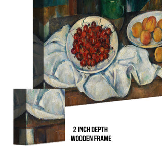Cherries and Peaches Still Life - Paul Cézanne Painting | HD Canvas Print | Ready to Hang | Wall Art for Bedroom, living room, Hallway (PCWA07)