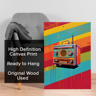 Retro Frequency – Color Pop Radio Wall Art, HD Canvas Print, Framed, Ready to Hang. (POMWA335)