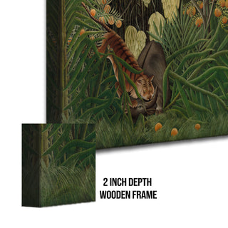 Fight Between a Tiger and a Buffalo – Henri Rousseau Painting | HD Canvas Print | Ready to Hang | Wall Art for Bedroom, living room, Hallway (HRWA15)