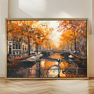 European Cityscape Wall Art, HD Canvas Print, Golden Floater Framed, Ready to Hang, (36 In x 48 In) (EURO-WA-76)