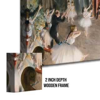 The Rehearsal Onstage – Edgar Degas Painting | HD Canvas Print | Ready to Hang | Wall Art for Bedroom, living room, Hallway (EDWA08)