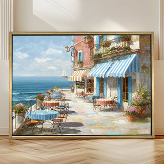 European Cityscape Wall Art, HD Canvas Print, Golden Floater Framed, Ready to Hang, (36 In x 48 In) (EURO-WA-65)