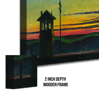 Railroad Sunset – Edward Hopper Painting | HD Canvas Print | Ready to Hang | Wall Art for Bedroom, living room, Hallway (EHWA03)