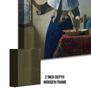 Young Woman with a Water Pitcher – Johannes Vermeer Painting | HD Canvas Print | Ready to Hang | Wall Art for Bedroom, living room, Hallway (JVWA06)