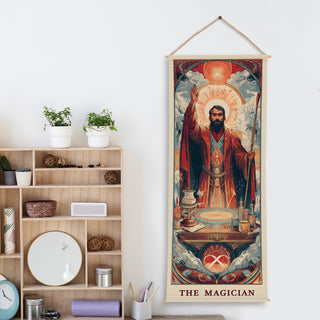 The Magician Tarot Wall Hanging Tapestry, Thick fabric, HD Print, Ready to Hang Wall Décor. Size 24 In x 60 In. (TAROTTPS13)