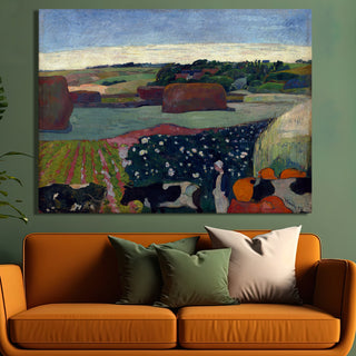 Haystacks in Brittany – Paul Gauguin Painting | HD Canvas Print | Ready to Hang | Wall Art for Bedroom, living room, Hallway (PGWA05)
