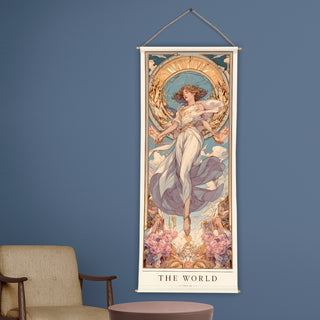 The World Tarot Wall Hanging Tapestry, Thick fabric, HD Print, Ready to Hang Wall Décor. Size 24 In x 60 In. (TAROTTPS15)