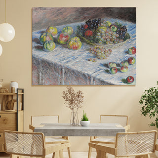 Still Life with Apples and Grapes Painting | HD Canvas Print | Ready to Hang | Wall Art for Bedroom, living room, Hallway (CMWA18)