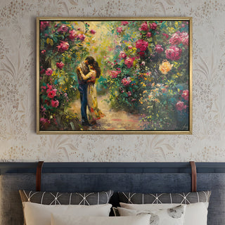 Romantic Couple Wall Art,HD Canvas Print with Premium Golden Floater Frame, Ready to Hang, (36 In x 48 In) (COUPLE-WA-18)