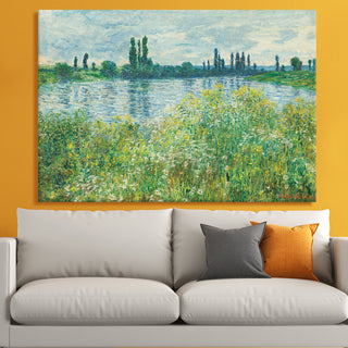 Seine River at Vétheuil Painting | HD Canvas Print | Ready to Hang | Wall Art for Bedroom, living room, Hallway (CMWA17)