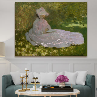 Woman Reading in the Garden Painting | HD Canvas Print | Ready to Hang | Wall Art for Bedroom, living room, Hallway (CMWA12)