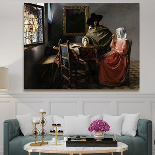 Girl with a Wine Glass – Johannes Vermeer Painting | HD Canvas Print | Ready to Hang | Wall Art for Bedroom, living room, Hallway (JVWA14)
