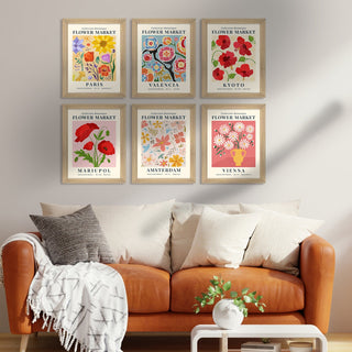 Exclusive Vintage Art Paintings: Enhance Your Home Décor with Framed European and Floral Masterpieces - Perfect for Living Rooms, Bedrooms, and Office Spaces (FLOWER MARKET) (ARTFM007)