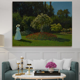 Woman in the Garden at Sainte-Adresse Painting | HD Canvas Print | Ready to Hang | Wall Art for Bedroom, living room, Hallway (CMWA13)