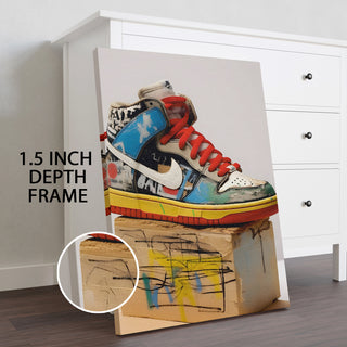 Urban Sole – Graffiti Style Sneaker Wall Art, HD Canvas Print, Framed, Ready to Hang. (POMWA336)