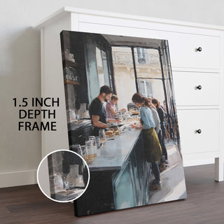Modern Café Bar – Contemporary Art for Kitchen, Dining Area, or Café Wall Art, HD Canvas Print, Framed, Ready to Hang. (KITWA042)