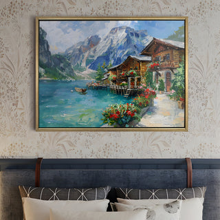 European Cityscape Wall Art, HD Canvas Print, Golden Floater Framed, Ready to Hang, (36 In x 48 In) (EURO-WA-81)