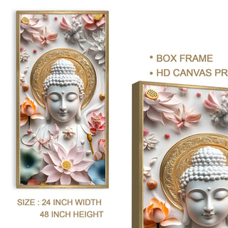 Golden Aura Buddha Portrait Wall Art, HD Canvas Print, Golden Box Framed, Ready to Hang, (48 In x 24 In) (BUDDHA-WA-29)