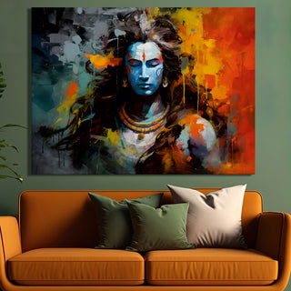 Hindu God Lord Shiva Large Wall Art Canvas Framed Paintings for Living Room Décor Modern Artwork Hinduism Religious Wall Décor (SWA05).