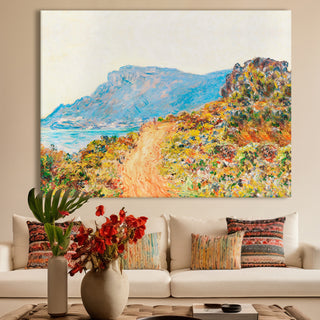 Path Through the Cliffs at Cap Martin, Impressionist Landscape Painting | HD Canvas Print | Ready to Hang | Wall Art for Bedroom, living room, Hallway (CMWA04)