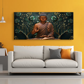 Lord Buddha Canvas Painting For Home Decor, Office walls and Hotels, Resorts Wall Decoration 24 inch x 48 inch (BDWA13)