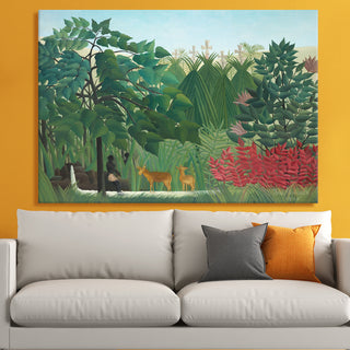 Equatorial Forest with Monkeys – Henri Rousseau Painting | HD Canvas Print | Ready to Hang | Wall Art for Bedroom, living room, Hallway (HRWA02)
