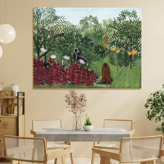 Monkeys in the Jungle – Henri Rousseau Painting | HD Canvas Print | Ready to Hang | Wall Art for Bedroom, living room, Hallway (HRWA01)