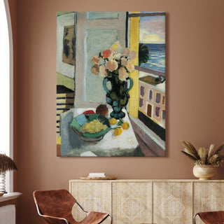 Interior with a Bowl of Flowers – Henri Matisse Painting | HD Canvas Print | Ready to Hang | Wall Art for Bedroom, living room, Hallway (HMWA06)