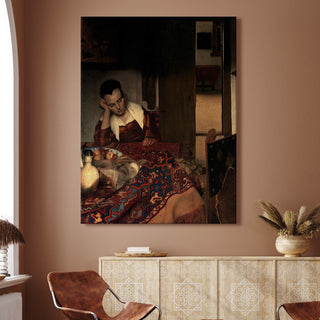 A Maid Asleep – Johannes Vermeer Painting | HD Canvas Print | Ready to Hang | Wall Art for Bedroom, living room, Hallway (JVWA03)