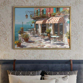 European Cityscape Wall Art, HD Canvas Print, Golden Floater Framed, Ready to Hang, (36 In x 48 In) (EURO-WA-66)