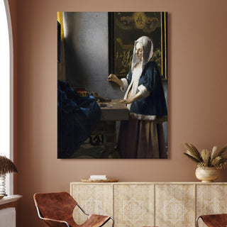 Woman Holding a Balance – Johannes Vermeer Painting | HD Canvas Print | Ready to Hang | Wall Art for Bedroom, living room, Hallway (JVWA08)