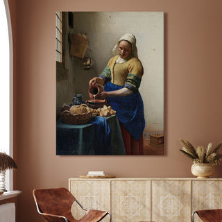 The Milkmaid – Johannes Vermeer Painting | HD Canvas Print | Ready to Hang | Wall Art for Bedroom, living room, Hallway (JVWA02)