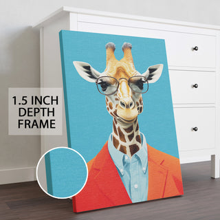 Giraffe with Sunglasses Wall Art Painting, HD Canvas Print, Framed, Ready to Hang. (POMA11)