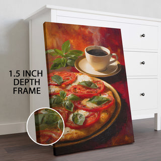 Italian Pizza & Coffee - Kitchen, Café, or Restaurant Wall Art, HD Canvas Print, Framed, Ready to Hang. (KITWA017)