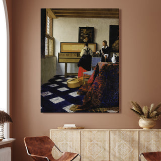 The Music Lesson – Johannes Vermeer Painting | HD Canvas Print | Ready to Hang | Wall Art for Bedroom, living room, Hallway (JVWA10)