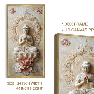 Enlightened Buddha Portrait Wall Art, HD Canvas Print, Golden Box Framed, Ready to Hang, (48 In x 24 In) (BUDDHA-WA-34)