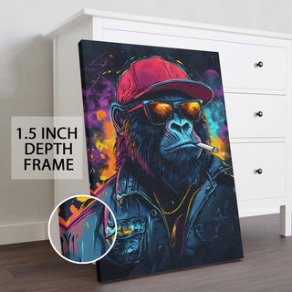 Ape Hustler Wall Art Painting, HD Canvas Print, Framed, Ready to Hang. (POMWA86)