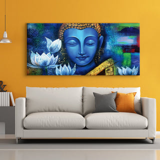 Lord Buddha Canvas Painting For Home Decor, Office walls and Hotels, Resorts Wall Decoration 24 inch x 48 inch (BDWA23)